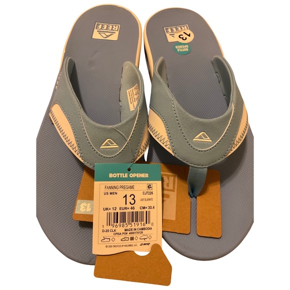 Reef Flip Flops Bottle Opener Thong Sandals Blue Size 6 - Picture 5 of 9